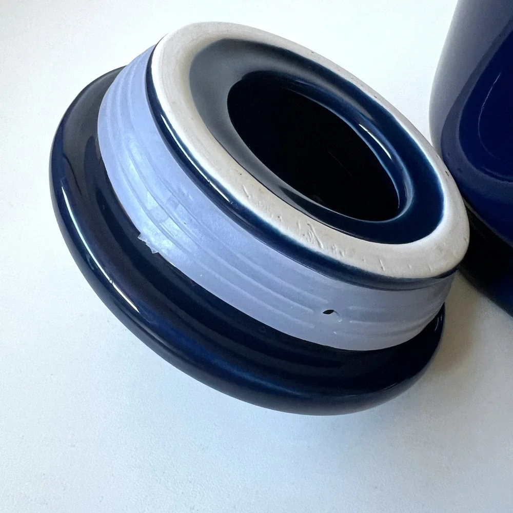 Cobalt Blue Ceramic Kitchen Canister Jar with Lid Pantry Storage